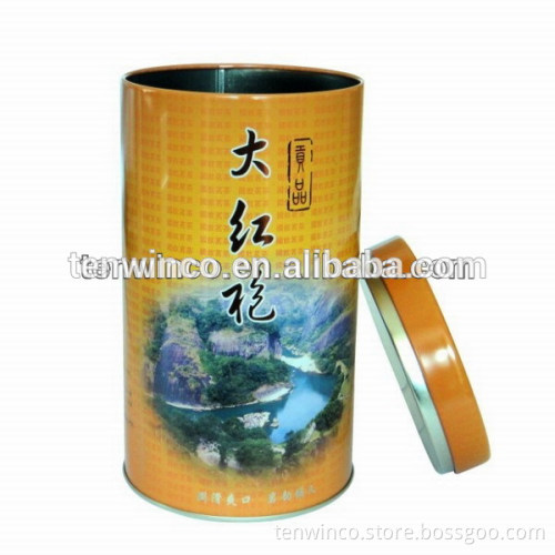 round tea tin can with inner plug good airtght lids